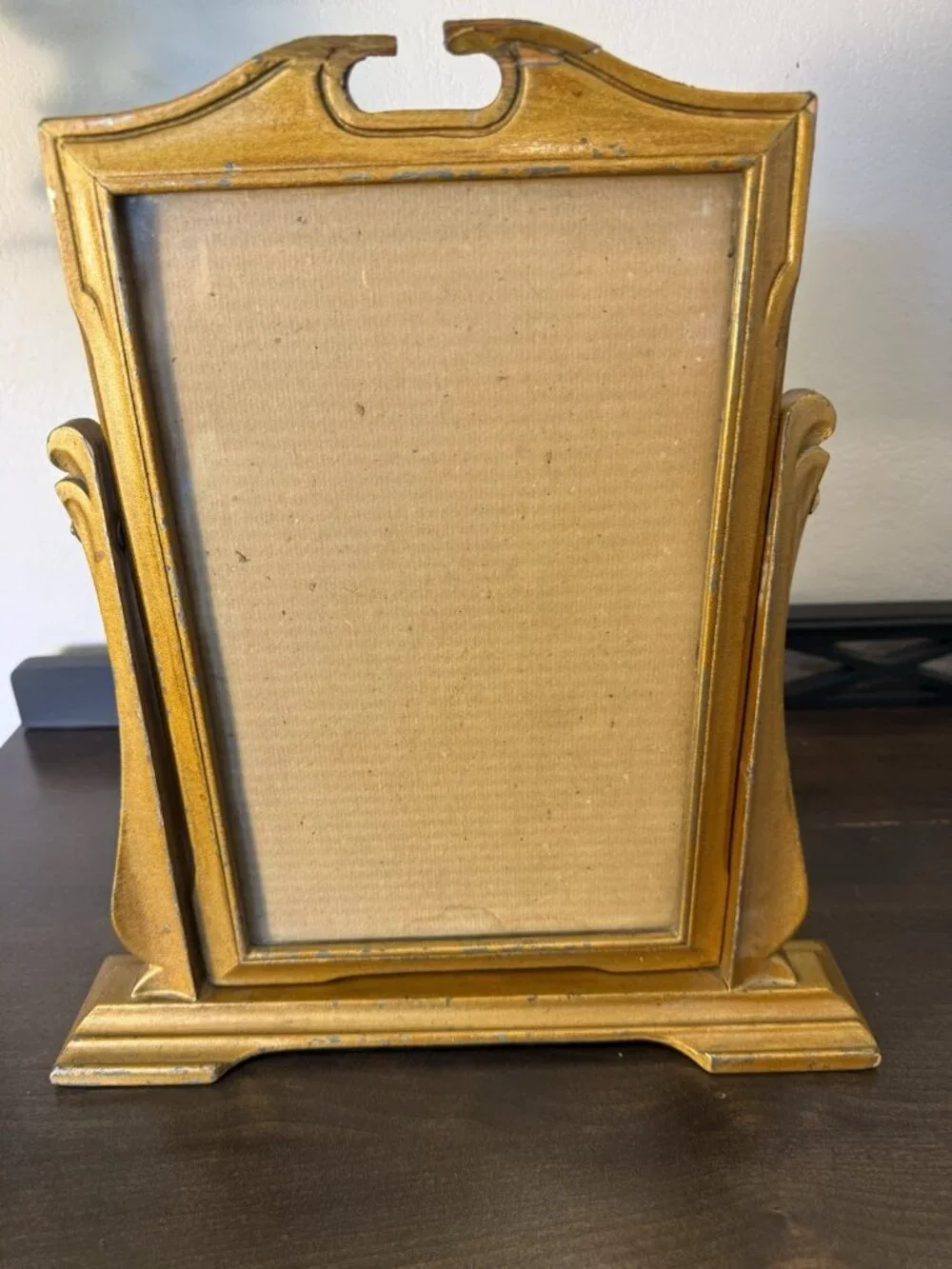 Antqiue 1920's Wood Tabletop Portrait Frame Easel Stand 6.75 x 10.75 opening